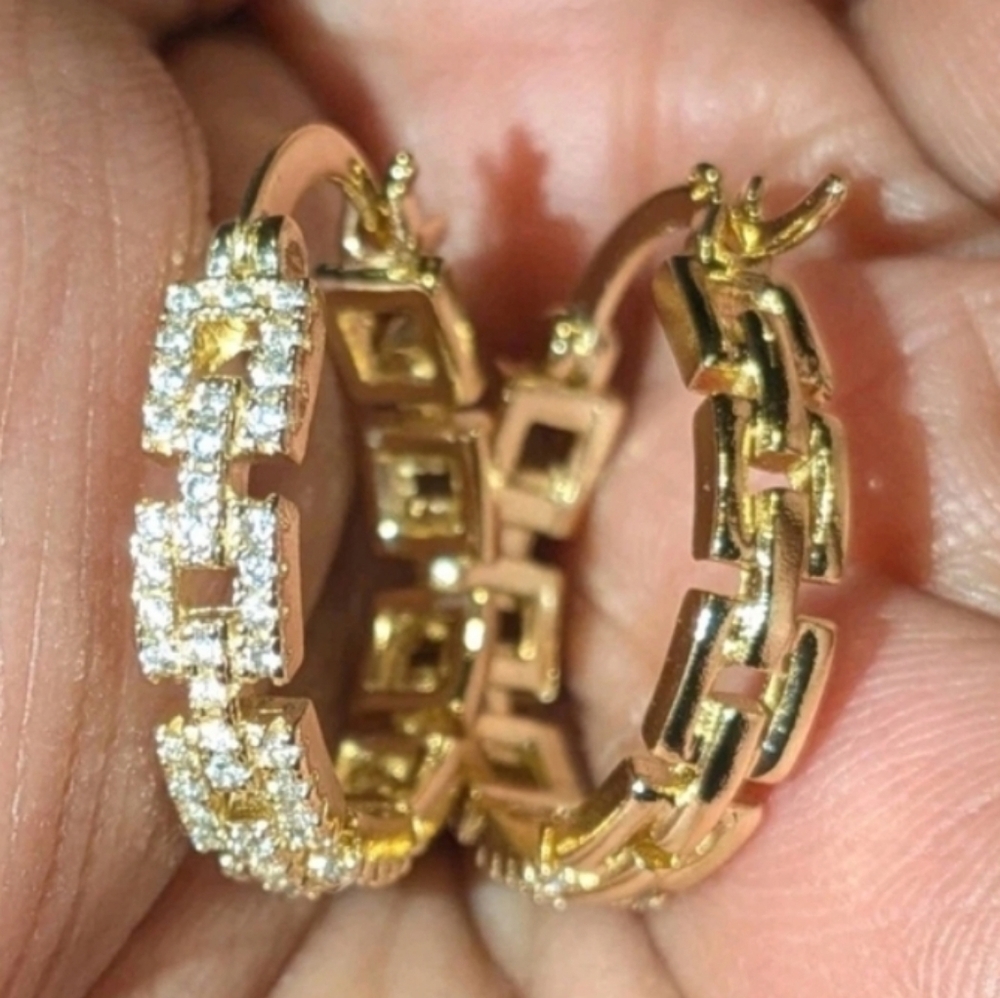 2ct Round Cut Real Moissanite Hoop Earrings 14k Gold Plated 22mm